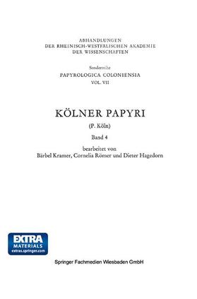 Köln / Hagedorn / Kramer |  Kölner Papyri | Buch |  Sack Fachmedien
