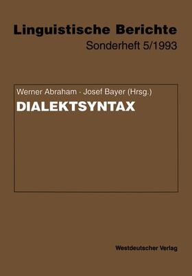 Bayer / Abraham |  Dialektsyntax | Buch |  Sack Fachmedien