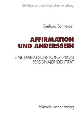 Schneider |  Schneider, G: Affirmation und Anderssein | Buch |  Sack Fachmedien