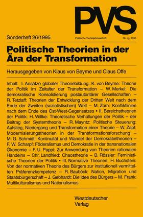 Offe / von Beyme |  Politische Theorien in der Ära der Transformation | Buch |  Sack Fachmedien
