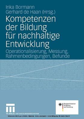 Bormann / de Haan / Haan |  Kompetenzen der Bildung für nachhaltige Entwicklung | eBook | Sack Fachmedien