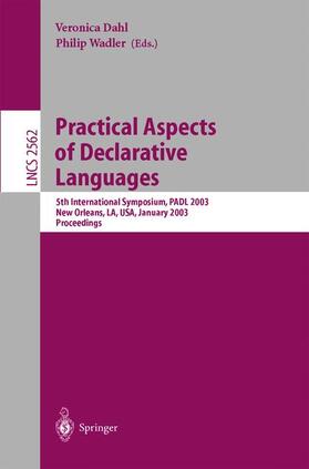 Wadler / Dahl |  Practical Aspects of Declarative Languages | Buch |  Sack Fachmedien