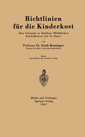 Rominger |  Richtlinien für die Kinderkost | Buch |  Sack Fachmedien