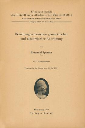 Sperner |  Beziehungen zwischen geometrischer und algebraischer Anordnung | Buch |  Sack Fachmedien