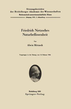 Mittasch |  Friedrich Nietzsches Naturbeflissenheit | Buch |  Sack Fachmedien