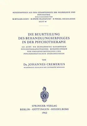 Cremerius |  Die Beurteilung des Behandlungserfolges in der Psychotherapie | Buch |  Sack Fachmedien