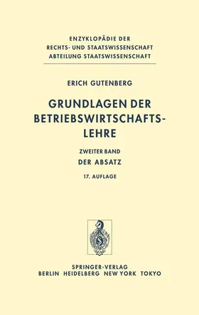 Gutenberg |  Grundlagen der Betriebswirtschaftslehre | Buch |  Sack Fachmedien