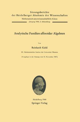 Kiehl |  Analytische Familien affinoider Algebren | Buch |  Sack Fachmedien