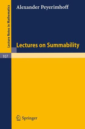 Peyerimhoff |  Lectures on Summability | Buch |  Sack Fachmedien