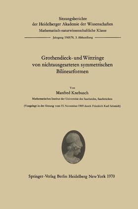 Knebusch |  Grothendieck- und Wittringe von nichtausgearteten symmetrischen Bilinearformen | Buch |  Sack Fachmedien