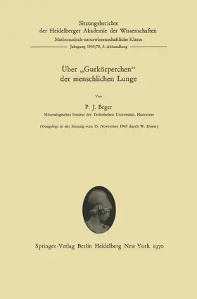 Beger |  Über ¿Gurkörperchen¿ der menschlichen Lunge | Buch |  Sack Fachmedien