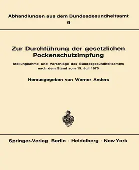 Anders |  Zur Durchführung der gesetzlichen Pockenschutzimpfung | Buch |  Sack Fachmedien