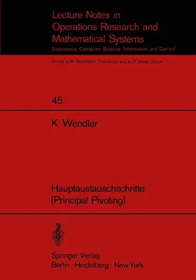 Wendler |  Hauptaustauschschritte (Principal Pivoting) | Buch |  Sack Fachmedien