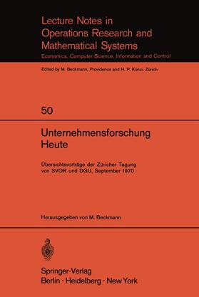 Beckmann |  Unternehmensforschung Heute | Buch |  Sack Fachmedien