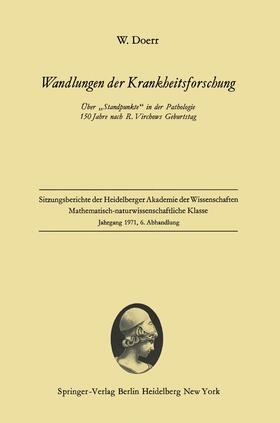 Doerr |  Wandlungen der Krankheitsforschung | Buch |  Sack Fachmedien