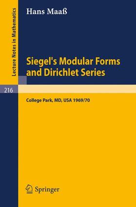 Maaß |  Siegel's Modular Forms and Dirichlet Series | Buch |  Sack Fachmedien