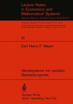 Meyer |  Wartesysteme mit variabler Bearbeitungsrate | Buch |  Sack Fachmedien