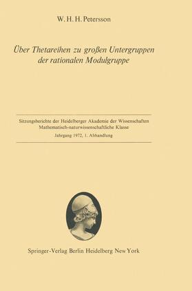 Petersson |  Über Thetareihen zu großen Untergruppen der rationalen Modulgruppe | Buch |  Sack Fachmedien