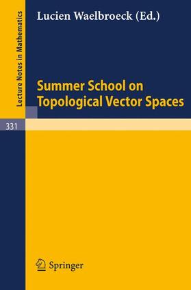 Waelbroeck |  Summer School on Topological Vector Spaces | Buch |  Sack Fachmedien