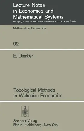 Dierker |  Topological Methods in Walrasian Economics | Buch |  Sack Fachmedien