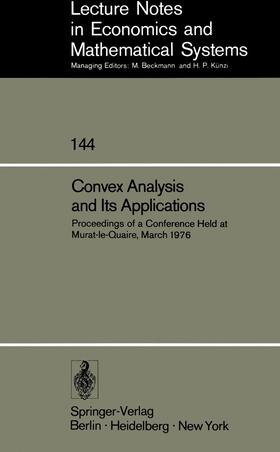 Auslender |  Convex Analysis and Its Applications | Buch |  Sack Fachmedien