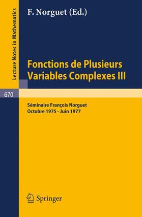 Norguet |  Fonctions de Plusieurs Variables Complexes III | Buch |  Sack Fachmedien