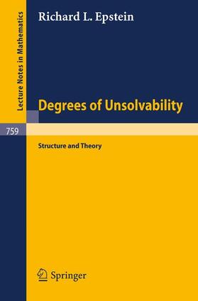 Epstein |  Degrees of Unsolvability | Buch |  Sack Fachmedien