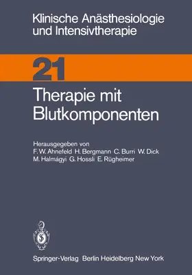 Ahnefeld |  Therapie mit Blutkomponenten | Buch |  Sack Fachmedien