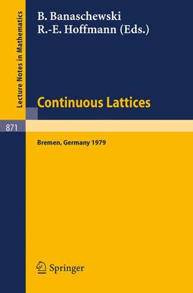 Hoffmann / Banaschewski |  Continuous Lattices | Buch |  Sack Fachmedien