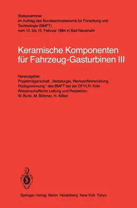  Keramische Komponenten für Fahrzeug-Gasturbinen III | Buch |  Sack Fachmedien