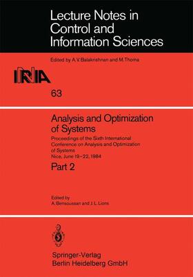 Lions / Bensoussan |  Analysis and Optimization of Systems | Buch |  Sack Fachmedien