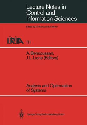 Lions / Bensoussan |  Analysis and Optimization of Systems | Buch |  Sack Fachmedien
