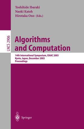 Ibaraki / Ono / Katoh |  Algorithms and Computation | Buch |  Sack Fachmedien