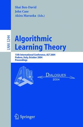 Ben David / Maruoka / Case |  Algorithmic Learning Theory | Buch |  Sack Fachmedien