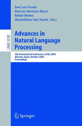 Vicedo / Saiz Noeda / Martínez-Barco |  Advances in Natural Language Processing | Buch |  Sack Fachmedien