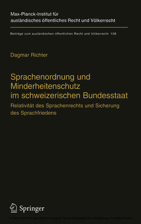 Richter |  Sprachenordnung und Minderheitenschutz im schweizerischen Bundesstaat | eBook | Sack Fachmedien