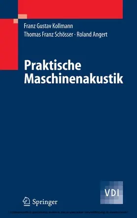 Kollmann / Schösser / Angert |  Praktische Maschinenakustik | eBook | Sack Fachmedien