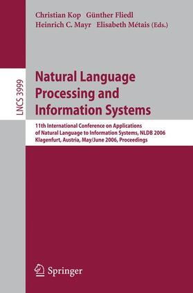 Kop / Métais / Fliedl |  Natural Language Processing and Information Systems | Buch |  Sack Fachmedien