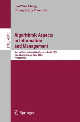 Poon / Cheng |  Algorithmic Aspects in Information and Management | Buch |  Sack Fachmedien