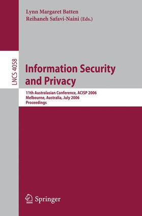 Safavi-Naini / Batten |  Information Security and Privacy | Buch |  Sack Fachmedien