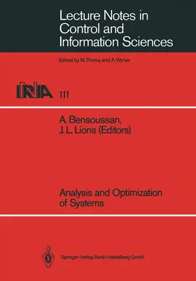 Bensoussan / Lions |  Analysis and Optimization of Systems | eBook | Sack Fachmedien