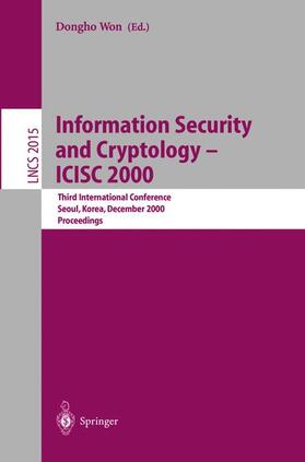 Won |  Information Security and Cryptology - ICISC 2000 | Buch |  Sack Fachmedien