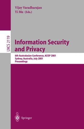 Mu / Varadharajan |  Information Security and Privacy | Buch |  Sack Fachmedien