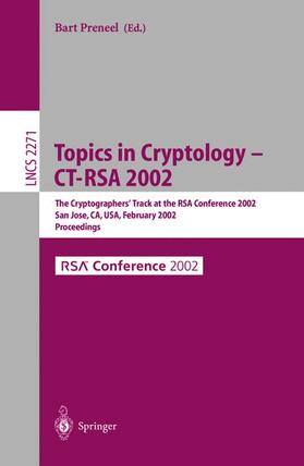 Preneel |  Topics in Cryptology - CT-RSA 2002 | Buch |  Sack Fachmedien