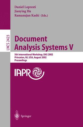 Lopresti / Kashi / Hu |  Document Analysis Systems V | Buch |  Sack Fachmedien