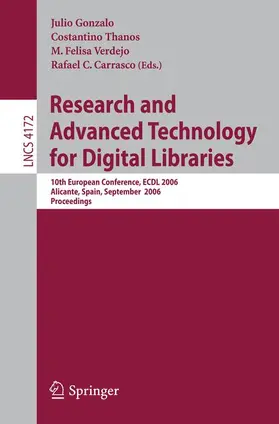 Gonzalo / Thanos / Verdejo |  Research and Advanced Technology for Digital Libraries | Buch |  Sack Fachmedien