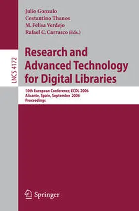 Gonzalo / Thanos / Verdejo |  Research and Advanced Technology for Digital Libraries | eBook | Sack Fachmedien