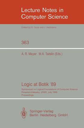 Taitslin / Meyer |  Logic at Botik '89 | Buch |  Sack Fachmedien