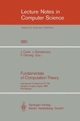 Csirik / Demetrovics / Gecseg |  Fundamentals of Computation Theory | Buch |  Sack Fachmedien