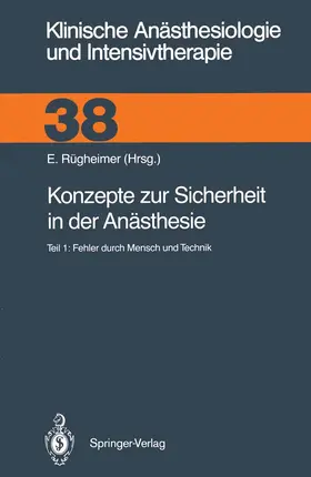 Rügheimer |  Konzepte zur Sicherheit in der Anästhesie | Buch |  Sack Fachmedien